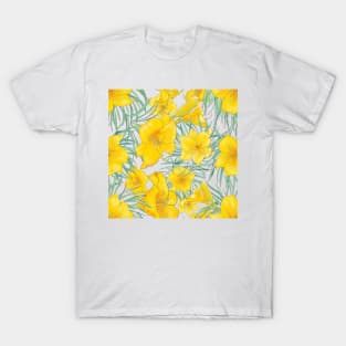 Yellow daylily flower pattern T-Shirt